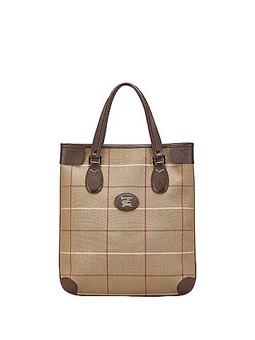 Burberry Burberry Check Tote Bag Handbag Khaki Multicolor Canvas Leather Women's BURBERRY (view 1)