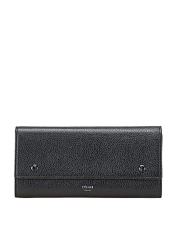 Céline Celine Large Flap Multi-Cushion Long Wallet in Black Leather for Women (view 1)