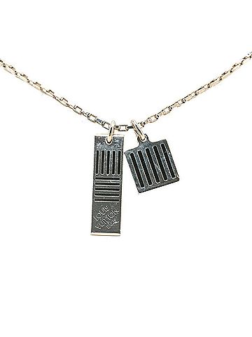 Louis Vuitton Louis Vuitton Damier Collier Colors Necklace M62490 Silver Black Metal Women's LOUIS VUITTON (view 1)
