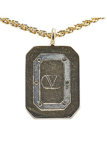 Valentino Valentino V logo necklace in gold plated for women. (view 2)