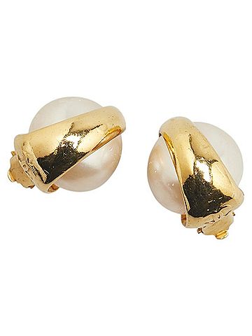 Chanel Chanel Coco Mark Earrings Gold Plated Fake Pearl Women's CHANEL (view 1)