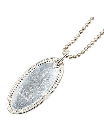 Gucci Gucci Oval Plate Necklace with Ball Chain, SV925 Silver, Women's, GUCCI (view 1)