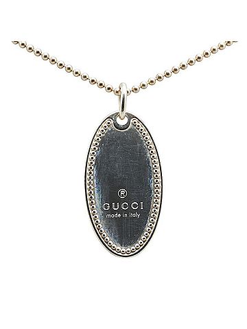 Gucci Gucci Oval Plate Necklace with Ball Chain, SV925 Silver, Women's, GUCCI (view 2)