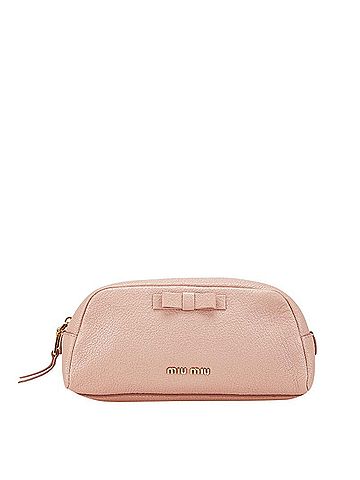 Miu Miu Miu Miu Miu Ribbon Pouch 5ND010 Pink Leather Women's MIUMIU (view 1)