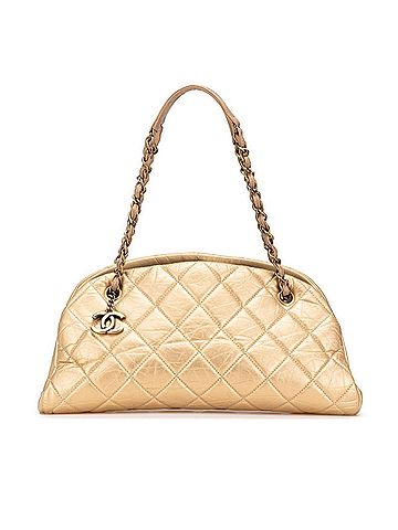 Chanel CHANEL Matelasse Coco Mark Chain Tote Bag, Gold Leather, Women's (view 1)