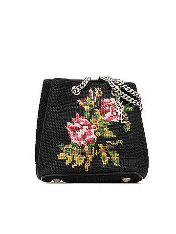 Saint Laurent Saint Laurent Flower Motif Chain Shoulder Bag Black Multicolor Canvas Women's SAINT LAURENT (view 1)
