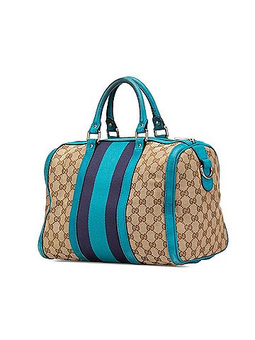 Gucci Gucci GG Canvas Handbag Shoulder Bag 247205 Beige Blue Leather Women's GUCCI (view 2)
