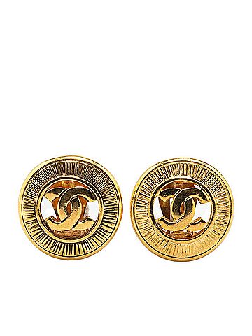 Chanel Chanel Coco Mark Round Earrings Gold Plated Women's CHANEL (view 1)