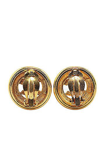 Chanel Chanel Coco Mark Round Earrings Gold Plated Women's CHANEL (view 2)