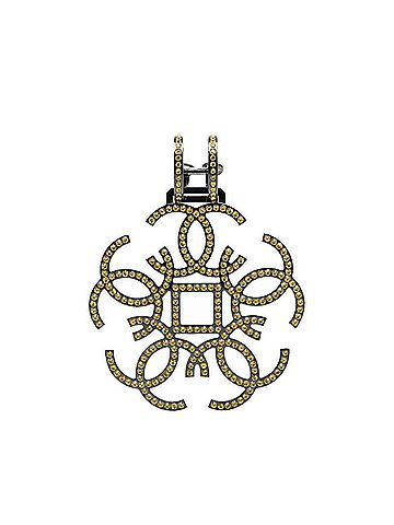 Chanel Chanel Coco Mark Rhinestone Single Earring Black Yellow Metal Women's CHANEL (view 1)