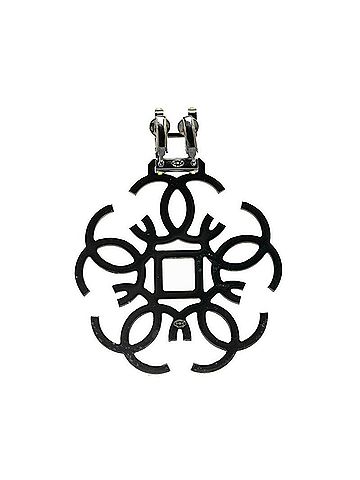 Chanel Chanel Coco Mark Rhinestone Single Earring Black Yellow Metal Women's CHANEL (view 2)