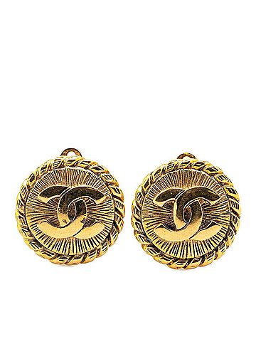 Chanel Chanel Coco Mark Round Earrings Gold Plated Women's CHANEL (view 1)