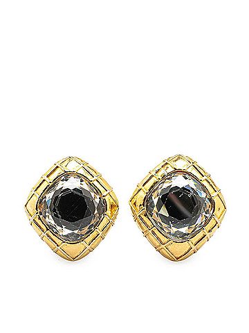 Chanel Chanel Diamond Stone Earrings Gold Plated Women's CHANEL (view 1)