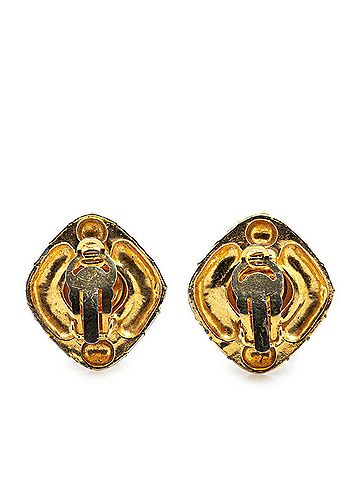 Chanel Chanel Diamond Stone Earrings Gold Plated Women's CHANEL (view 2)