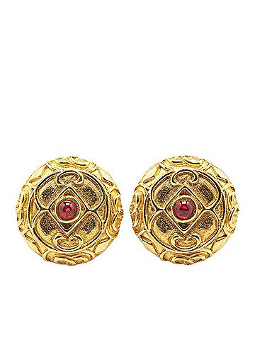 Chanel Chanel Color Stone Earrings Gold Plated Women's CHANEL (view 1)