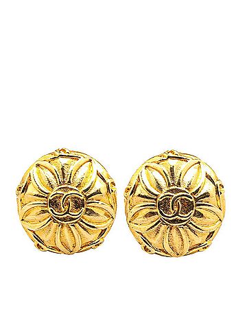 Chanel Chanel Coco Mark Flower Earrings Gold Plated Women's CHANEL (view 1)