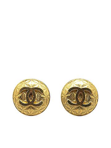 Chanel Vintage Chanel Coco Mark Earrings, Gold Plated, Women's, CHANEL (view 1)