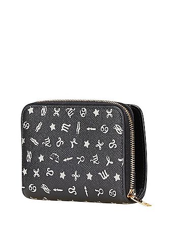 Saint Laurent Saint Laurent Zodiac Print Round Bi-fold Wallet 562796 Black White Leather Women's SAINT LAURENT (view 2)