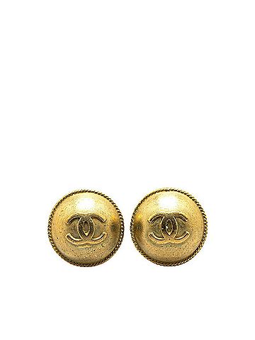 Chanel Chanel Coco Mark Round Earrings Gold Plated Women's CHANEL (view 1)