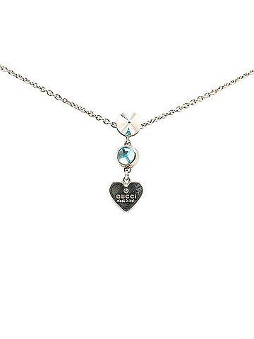 Gucci Gucci Heart Stud Rhinestone Necklace in Silver Metal for Women (view 1)