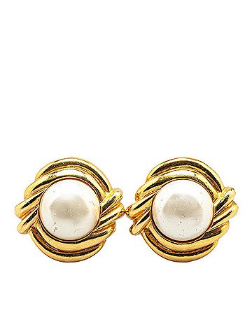 Chanel Chanel Earrings Gold Plated Fake Pearl Women's CHANEL (view 1)