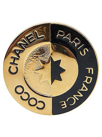Chanel Chanel Brooch Gold Black Plated Women's CHANEL (view 1)