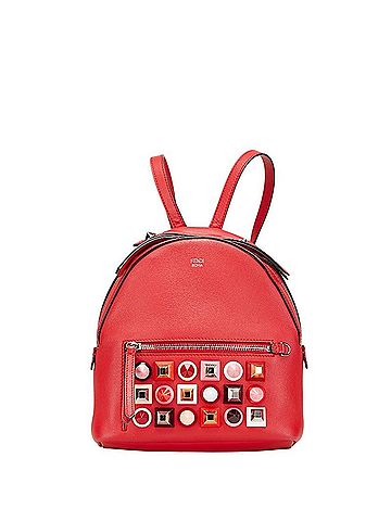 Fendi FENDI Studded Chain Backpack 8BZ038 Red Leather Women's (view 1)