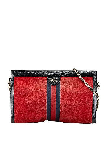 Gucci Gucci Ophidia Chain Shoulder Bag 503876 Red Black Navy Leather Suede Women's GUCCI (view 1)