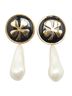 Chanel Black CHANEL Round Clover Four Leaf Motif Earrings Gold Black Plated Faux Pearl Women's One size - photo 2