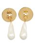 Chanel Black CHANEL Round Clover Four Leaf Motif Earrings Gold Black Plated Faux Pearl Women's One size - photo 3