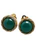 Chanel 100% Metal Green Chanel Round Stone Earrings Gold Green Plated Women's CHANEL One size - photo 1