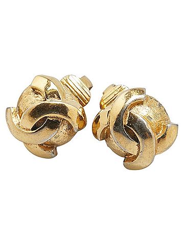 Chanel Chanel Coco Mark Earrings Gold Plated Women's CHANEL (view 1)