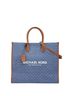 Michael Kors Blue Brown Michael Kors Mirella Large North South Tote Bag, 2-Way Shoulder Blue/Brown Denim/Leather, Women's. One size - photo 1