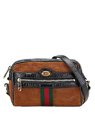Gucci Gucci Shelly Ophidia Shoulder Bag 573321 Brown Black Suede Enamel Women's GUCCI (view 1)