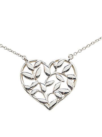 Tiffany Tiffany & Co. Olive Leaf Heart Motif Necklace in 925 Sterling Silver for Women. (view 2)