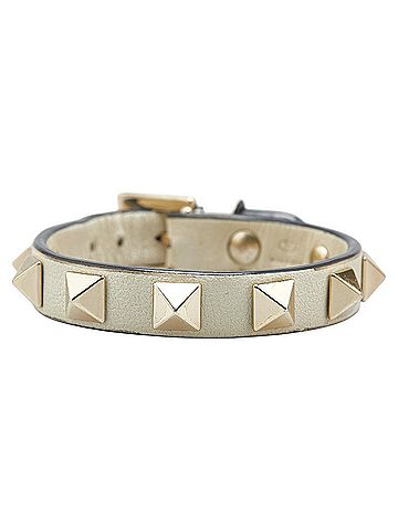 Valentino Valentino Rockstud Bracelet in White Gold Plated Leather for Women (view 1)