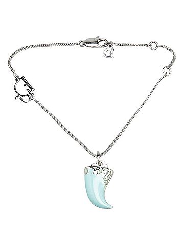 Christian Dior Christian Dior Dior logo fang motif bracelet in silver and turquoise blue metal for women. (view 2)