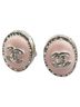 Chanel 100% Metal Pink CHANEL Coco Mark Oval Earrings Silver Pink Metal Women's One size - photo 1