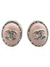 Chanel 100% Metal Pink CHANEL Coco Mark Oval Earrings Silver Pink Metal Women's One size - photo 2