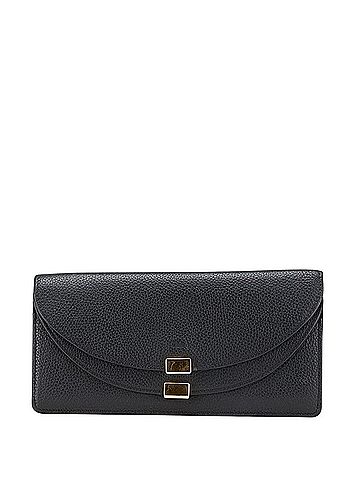 Chloé Chloé Chloe Georgia double flap long wallet in black leather. Women's. (view 1)