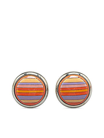 Hermès Hermes enamel cloisonné border earrings silver orange metal women's HERMES (view 1)