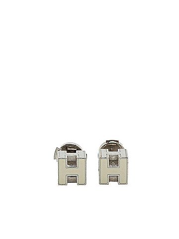 Hermès Hermes Cage de H Cube Earrings Silver White Metal Women's HERMES (view 1)