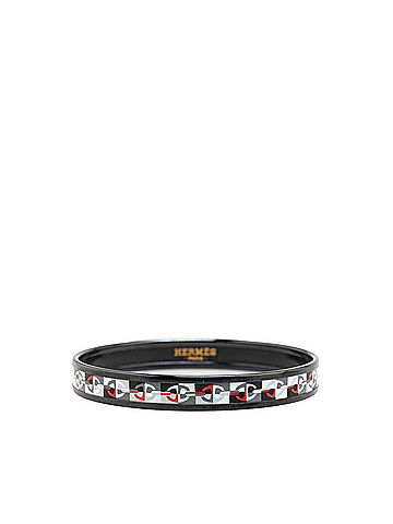 Hermès Hermes enamel Chaine d'Ancre motif bracelet bangle black red grey metal women's HERMES (view 1)