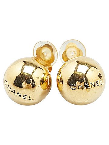 Chanel CHANEL logo earrings, gold plated, women's (view 1)