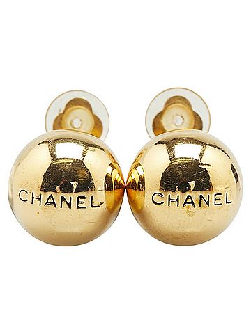 Chanel CHANEL logo earrings, gold plated, women's (view 2)
