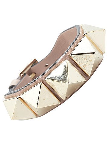 Valentino Valentino Rockstud Bracelet in Pink Beige and Gold Leather for Women. (view 1)