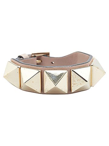 Valentino Valentino Rockstud Bracelet in Pink Beige and Gold Leather for Women. (view 2)