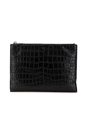 Saint Laurent Saint Laurent Crocodile Embossed Clutch Bag/Second Bag 39729 Black Leather Men's SAINT LAURENT (view 1)