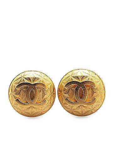 Chanel Vintage Chanel Coco Mark Earrings, Gold Plated, Women's, CHANEL (view 1)