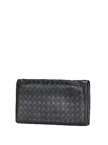 Bottega Veneta Bottega Veneta Intrecciato Bi-fold Wallet, Long Black/Grey Leather, Women's (view 2)